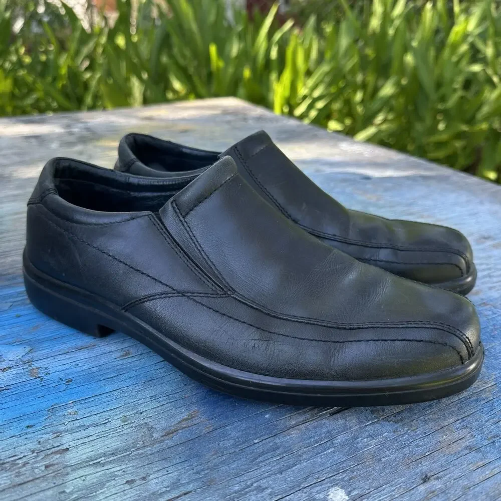 HUSH PUPPIES RAINMAKER WATERPROOF DRESS COMFORT BLACK LEATHER SHOES 8 W Wide 30